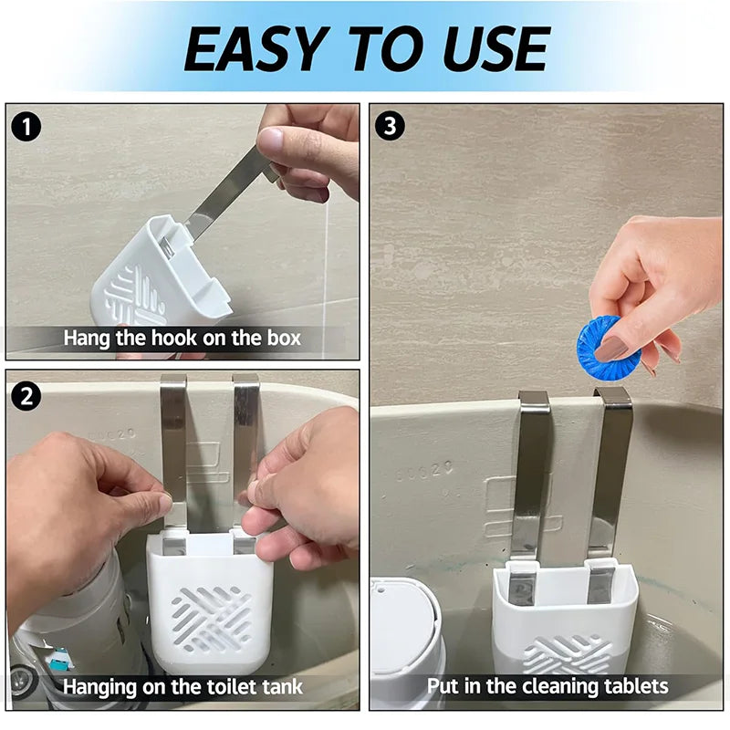 Toilet Tank Cleaning Tablet Holder Hanging Toilet Bowl Cleaner Buffer Box Toilet Tank Bleach Tablet Bracket Bathroom Organizer