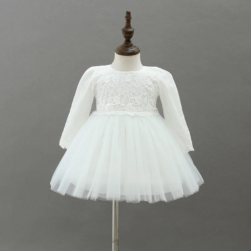Hetiso Baby Girls Dress Long Sleeve Kids First Birthday Ball Gown Infant Dresses for Baptism Bridesmaid party 3-24 month
