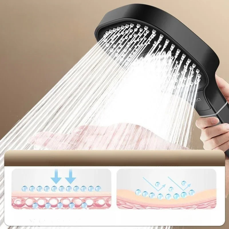13cm Large Panel 3 Modes Adjustable Shower Head  High Pressure Massage Shower Head Filter Element Bathroom Accessories