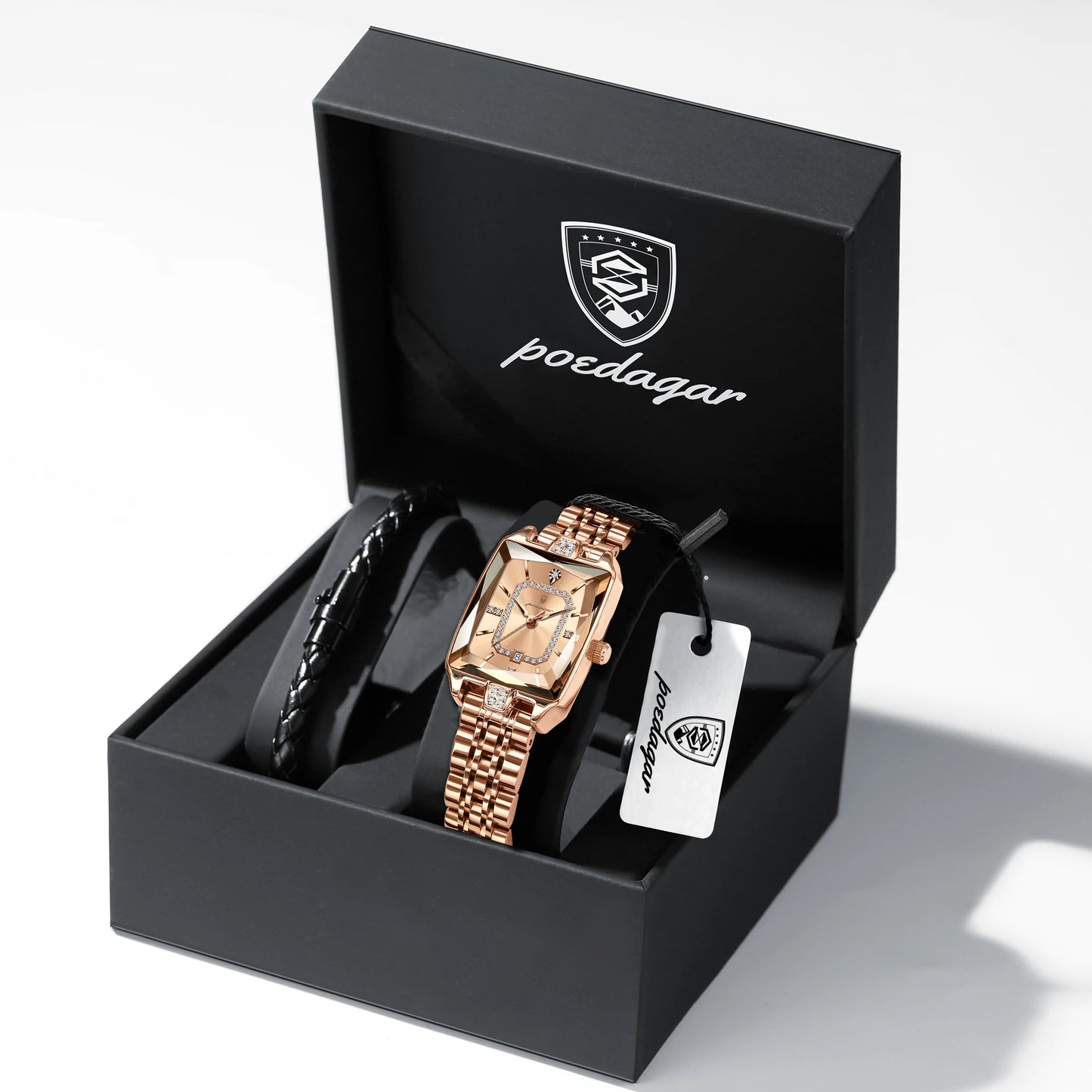 POEDAGAR Fashion High Quality Women Wristwatch Waterproof Date Ladies Watch Rectangle Stainless Steel Women's Quartz Watches+Box