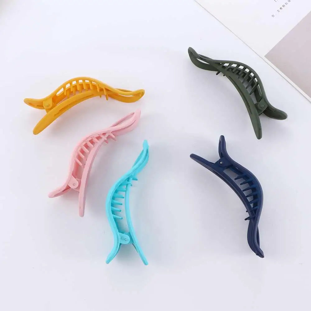 Large Matte Candy Color Hair Claw – Simple Plastic Duckbill Clip for Women and Girls