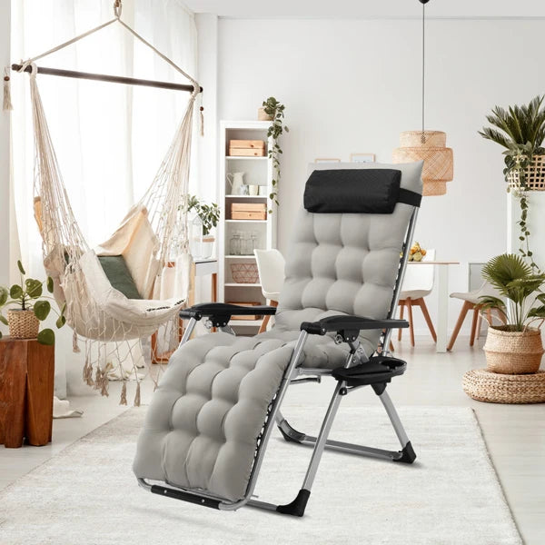 Infinity Zero Gravity Chair with Pad, Patio Chairs with Pillow and Utility Tray Adjustable Folding Recliner for Deck,Patio,Beach