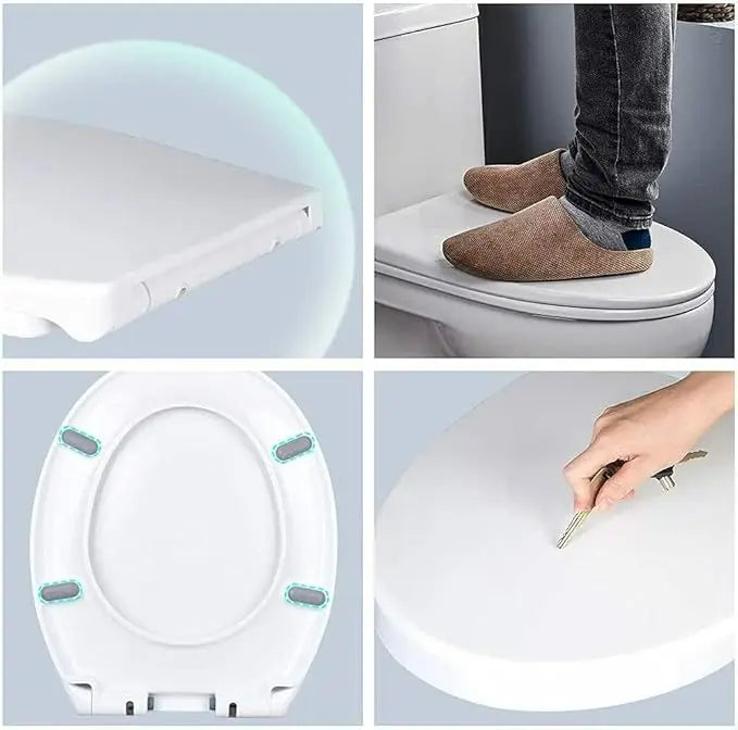 BRIEFNESS D-Shape Soft Close Toilet Seat, Antimicrobial Easy Clean PVC Material, Quick Release Hinges for Easy Cleaning, Univers