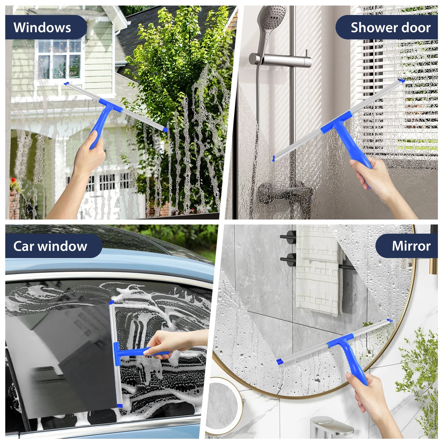 16.5-165cm Extendable Window Cleaning Kit 2 in 1 Glass Squeegee Cleaner Duster Mop Cleaning Tools