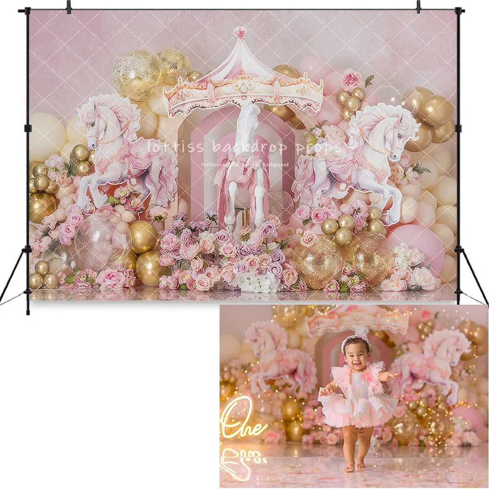 1st Birthday Cake Smash Backdrops Kids Baby Photography Child Photocall Fairy Balloons Wild One Garden Cute Bow Theme Background