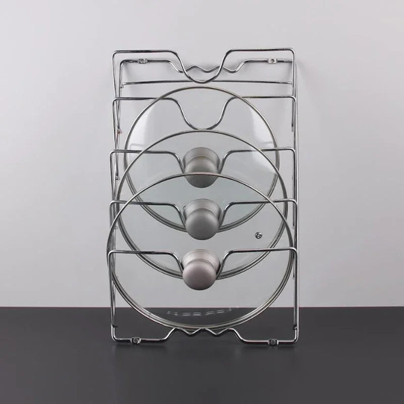 Multi Functional Wall Mounted Pot Lid Rack For Household Kitchen, Perforated With Five Layers