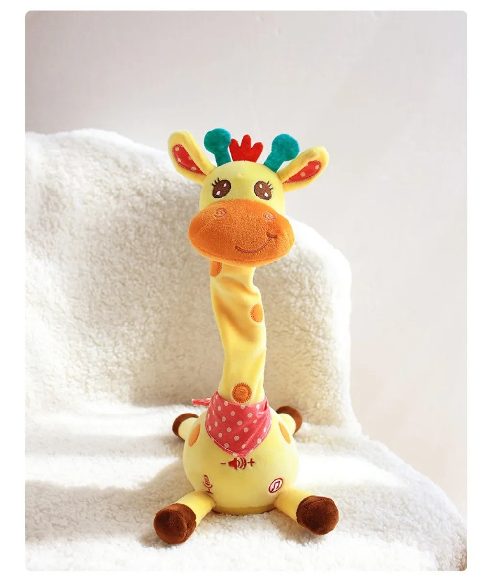 Repeating What You Say Dancing Talking Giraffe Toy with 10 Songs Adjustable Volume Stuffed Animal Toy Plush Musical