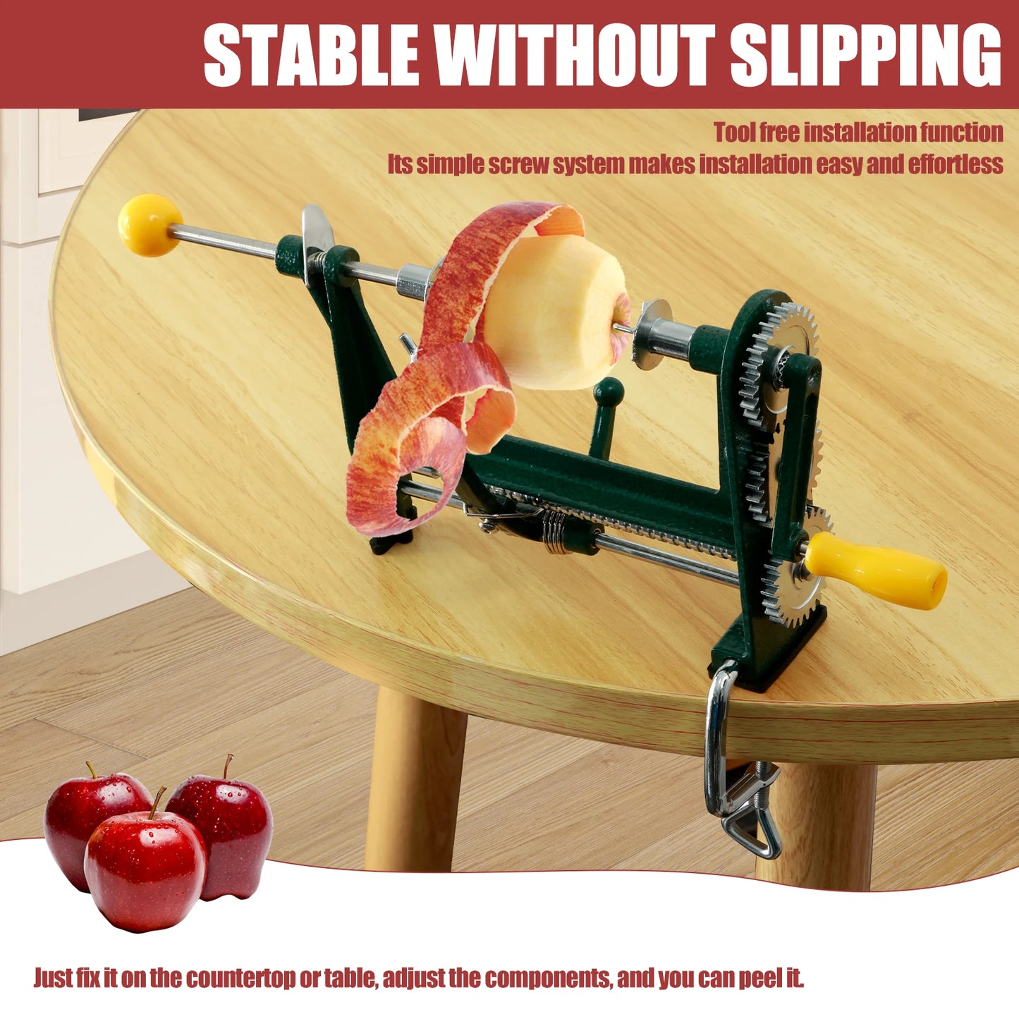 Stainless Steel Fruit Vegatable Peeler 3in1 Slicer Corer Manual Labor-Saving Fruit Peeler with Hand Crank Handle Kitchen Gadgets
