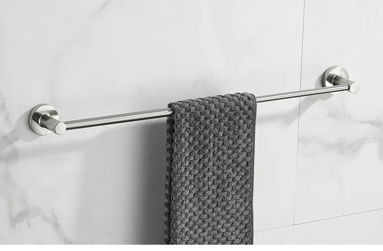 Bathroom Retractable Towel Single Bar Black, Chrome Single Towel Rack Extended Drying Towel Hanging Bar Bathroom Stainless Steel