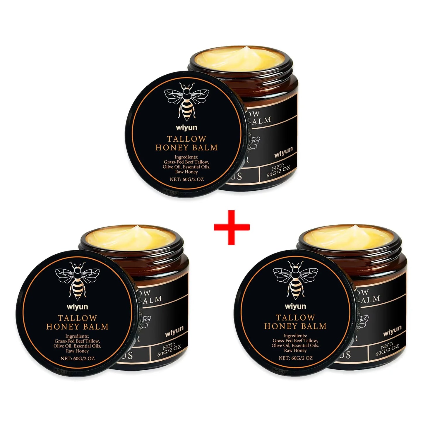 Grass-Fed Beef Tallow Balm with Raw Honey, Moisturising Cream for Soft, Smooth Skin, Beef Tallow for Skin Care, Handmade, Natural Moisturising Cream