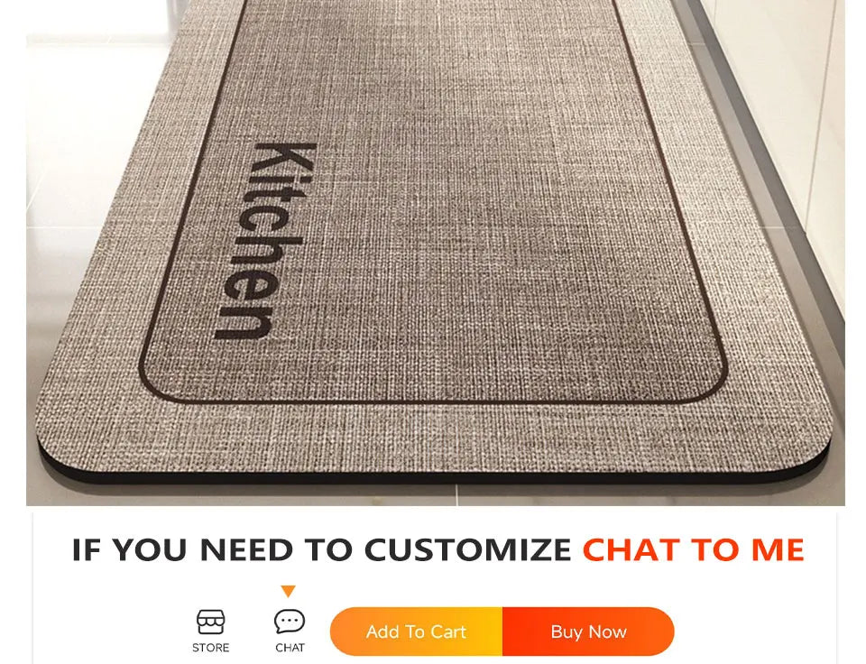 Kitchen Rug Super Absorbent Kitchen Mat for Floor Non-slip Rugs Bathroom Mat Washable Kitchen Carpet