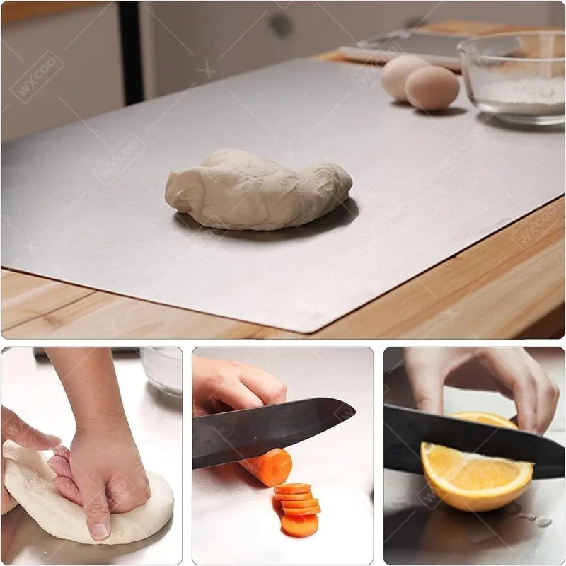 304 Stainless Steel Cutting Board Food Grade Chopping Boards Heavy Duty Kitchen Boards Anti-Slip Mat for Meat Vegetables Bread