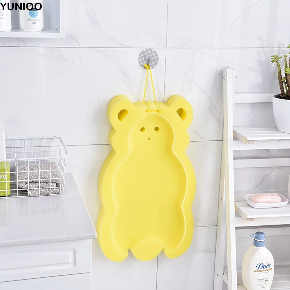 Cute Foldable Bear Sponge Foam Security Bathtub Set Pad Baby Bath Cushion Shower Support Mat Newborn Shower Cradle
