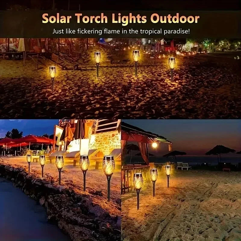 12 LED Solar Flame Torch Lights