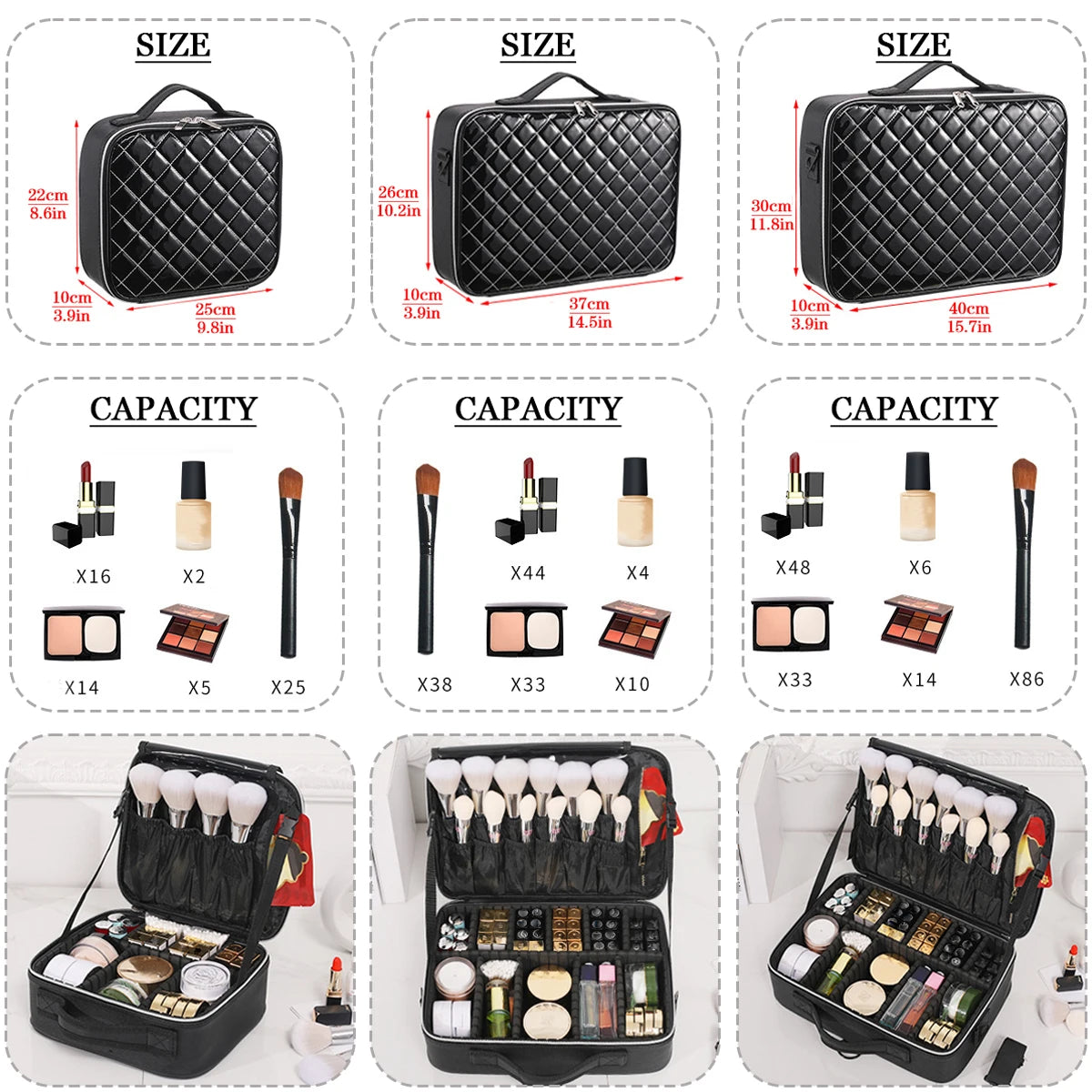 Large Waterproof Travel Organise Cosmetic Box PU Makeup Case