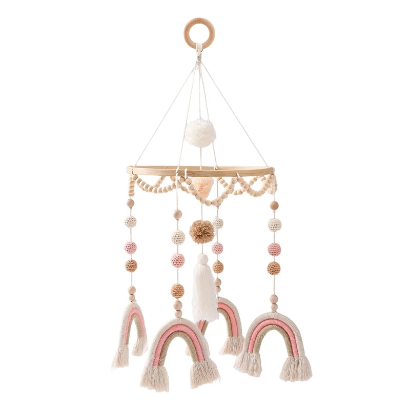 Baby Toys Wooden Rattles Nordic Style Rainbow Infant Crib Mobile Bed Bell Room Decor Kids Musical Hanging Toy Birthday Gifts