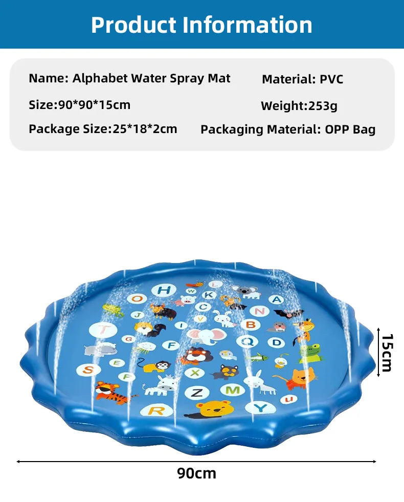 90 Cm Inflatable Water Play Mat Alphabet Beach Spray Mat Children Play Mat Summer Outdoor Backyard Water Toy Children