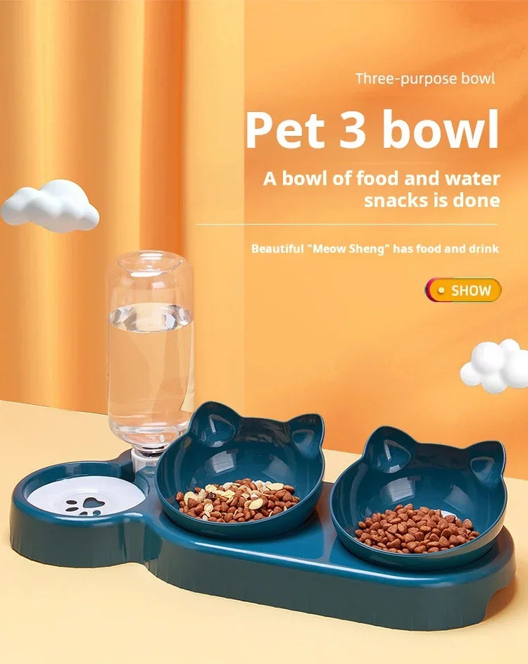 Dual-Purpose Pet Bowl with Water Dispenser – Automatic Drinking & Feeding for Cats and Dogs