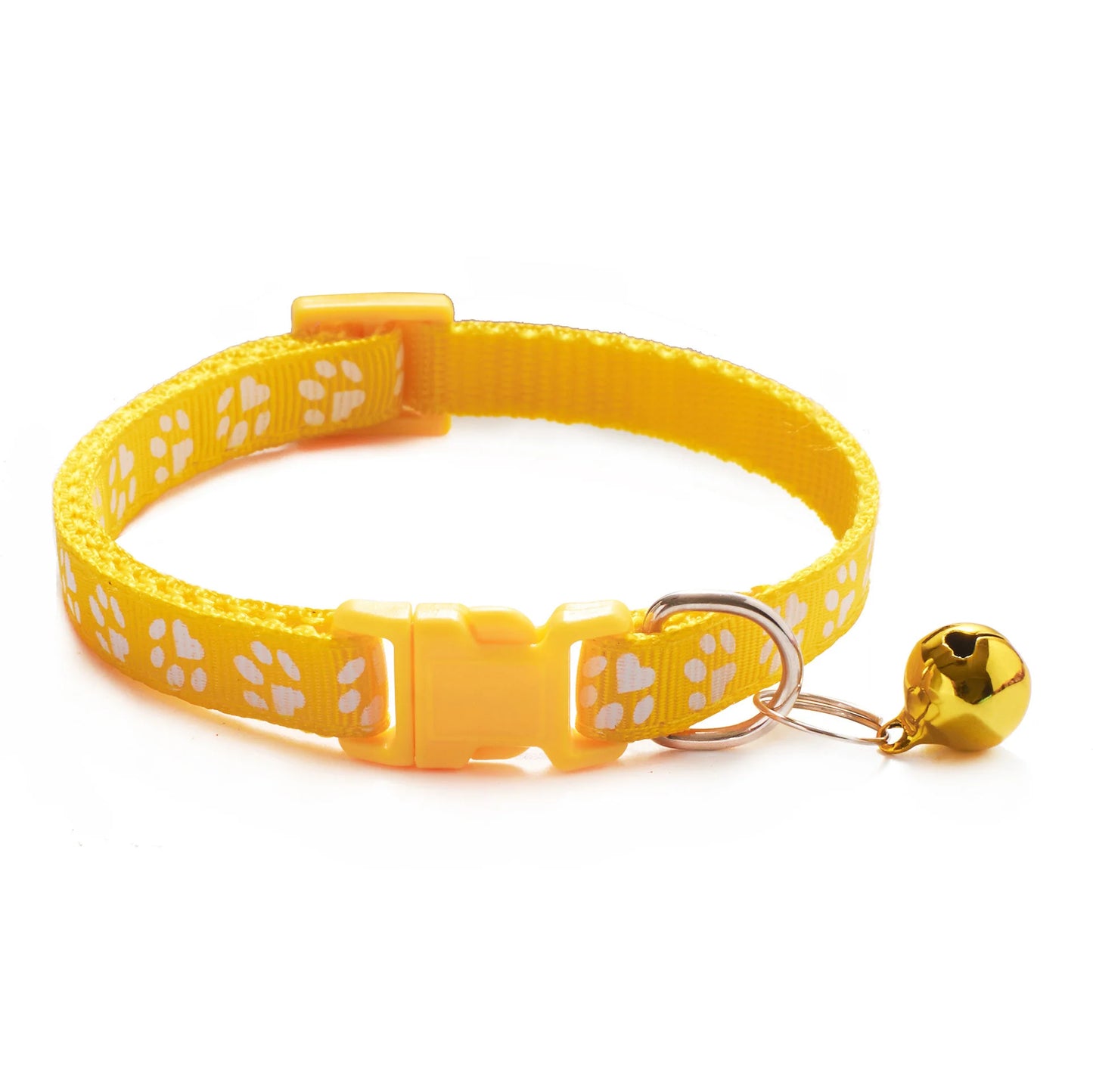 HABO Adjustable Pet Collar with Bell – Colorful Cartoon Footprint Necklace for Dogs, Puppies, Cats, and Kittens