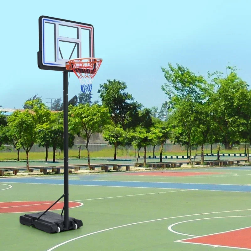 Upgrade Portable Basketball Rack Height Adjustable Contains LED Basketball Rack Lights Super Bright For Outdoor Play At Night[U