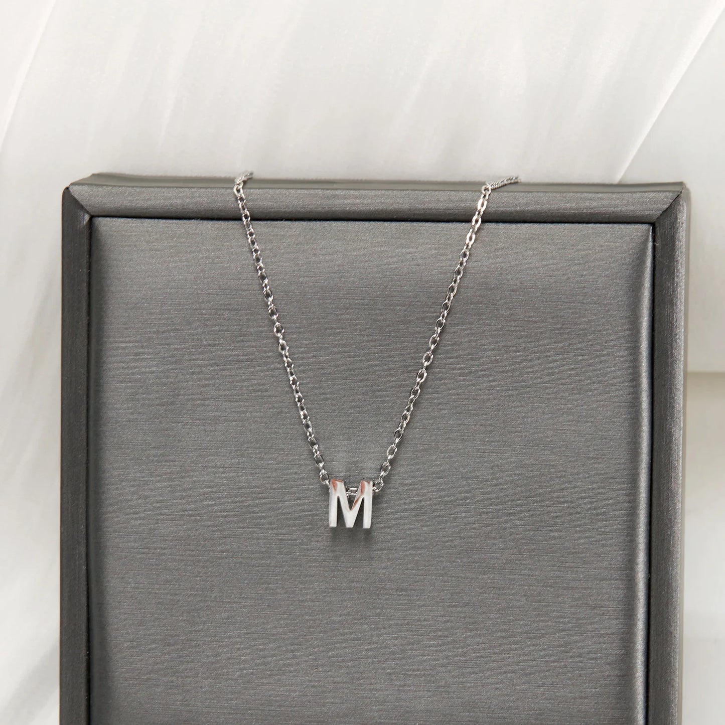 Silver Color Tiny A-Z Initial Letter Necklace for Women Stainless Steel 26 Alphabet Name Pendant Necklaces Jewelry Birthday Gift