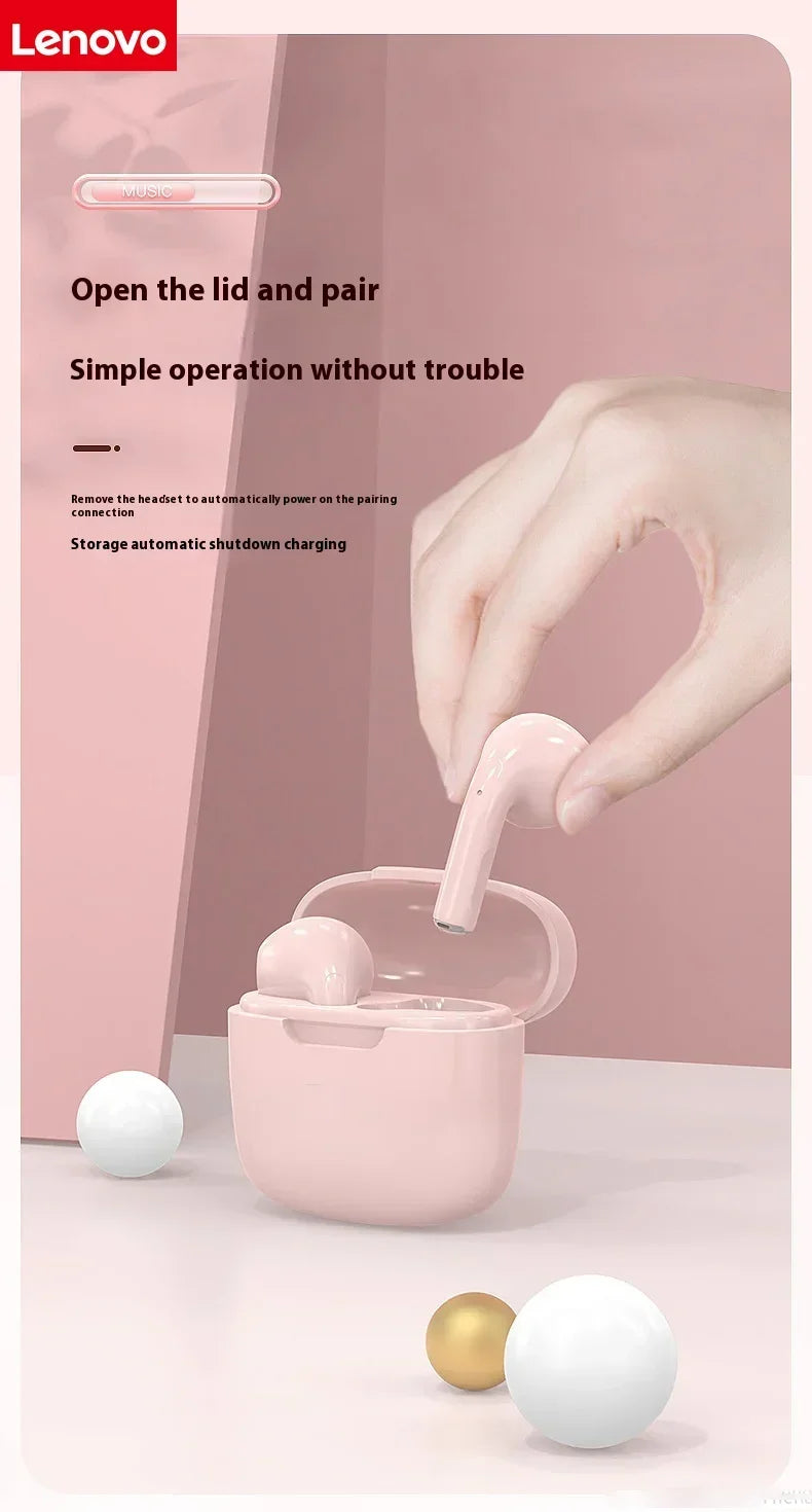 Lenovo Wireless Bluetooth Earbuds Mini In-Ear Earphones Compatible with Huawei, Android and Apple Devices Ultra-Low Latency