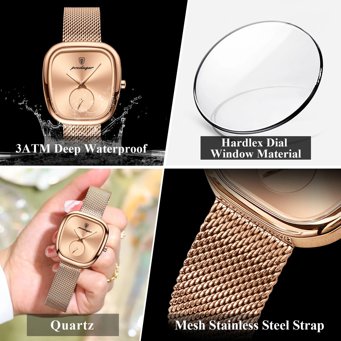 POEDAGAR Top Elegant Fashion Woman Wristwatch Waterproof Stainless Steel Ladies Watch Luxury Women's Quartz Watches Female Reloj