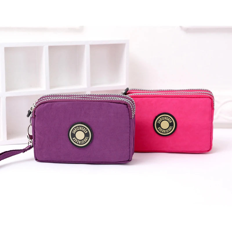 Mini Triple-Zipper Bag – Portable Women’s Wallet, Phone Pouch, Makeup Bag, Coin Purse with Large Capacity