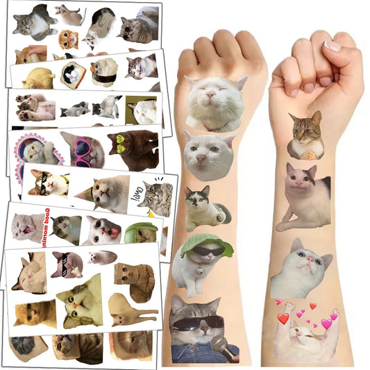 10Pcs/set New Love Cat Temporary Tattoo Stickers Cute Cat Children Waterproof Tattoo For Kids Funny Birthday Gift