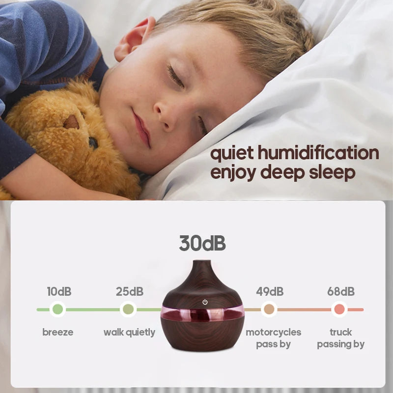 Wood Grain Humidifier 300ml USB Aroma Diffuser Atomizer USB Household Humidifier Hydrating Instrument Desktop Humidifier