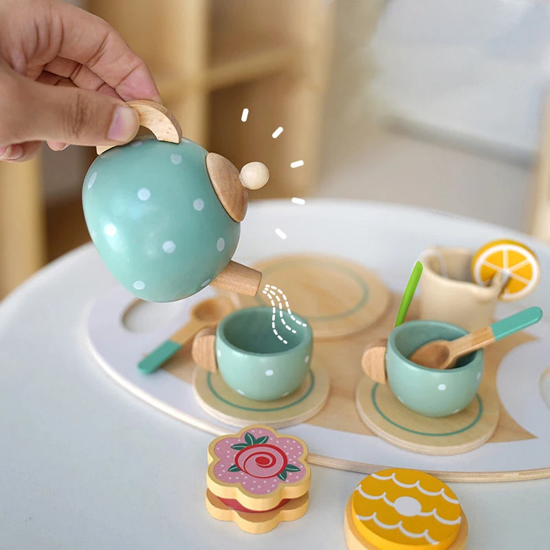 Wooden Kitchen Toys Pretend Toys Cutting Cake Play Set Food Kids Toys Montessori Tea Party Learning Educational Toys For Gifts