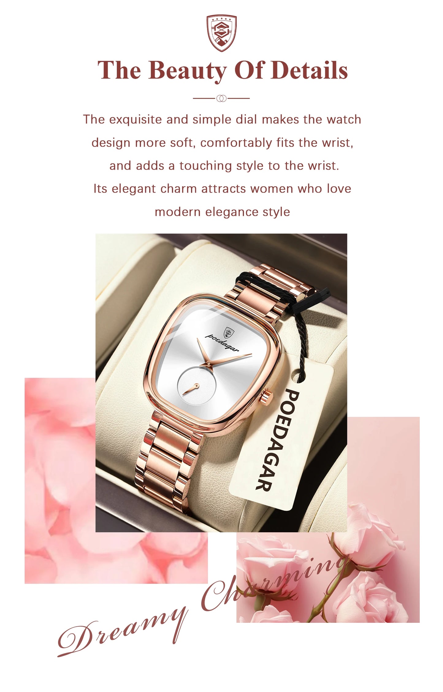 POEDAGAR Original Exquisite Ladies Wristwatch Stainless Steel Waterproof Quartz Watch For Woman Fashion Elegant Women's Watches