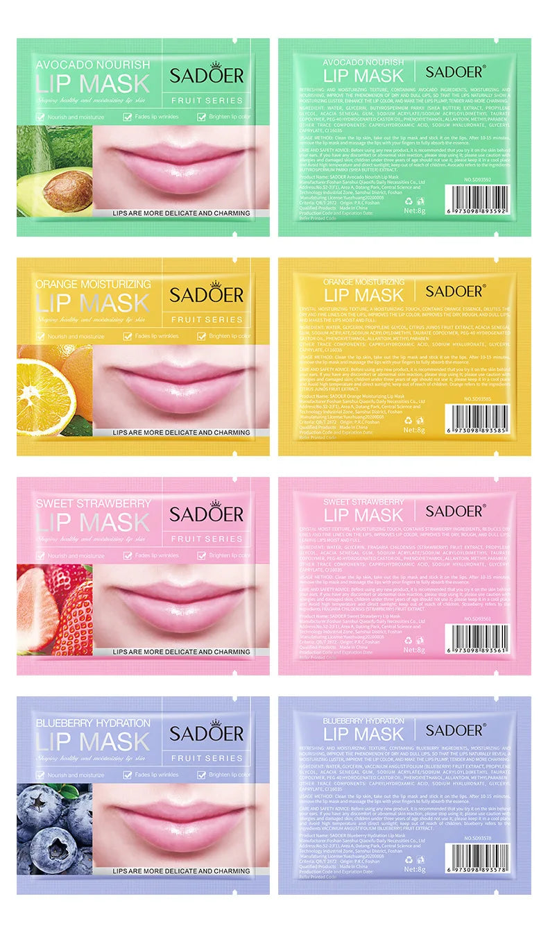 30pcs Fruits Lip Mask Moisturising Patches