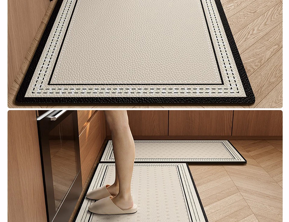 Kitchen Mat Waterproof Non-slip Rugs Leather Carpet Anti-fatigue Pvc Floor Mats Oil-proof Easy To Clean Anti-slip Area Long Rug