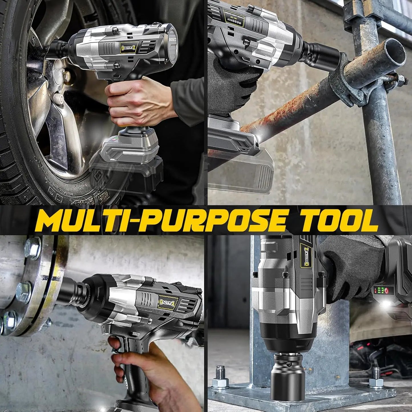 3/4" Cordless Impact Wrench for Dewalt 20V Battery: 1850FT-LBS(2500N.m) High Torque Impact Driver, 4-Speed Heavy Duty Impact wit