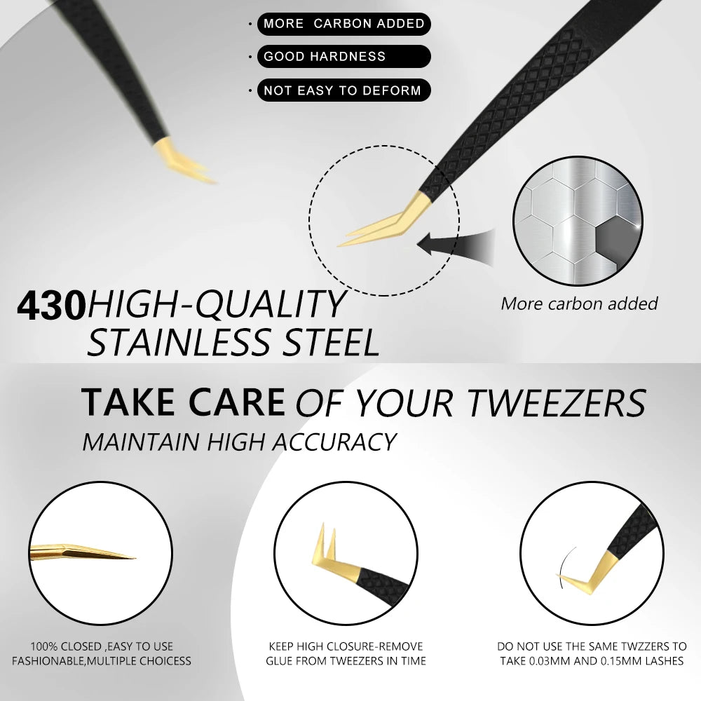 Black Stainless Steel Eyelash Tweezer