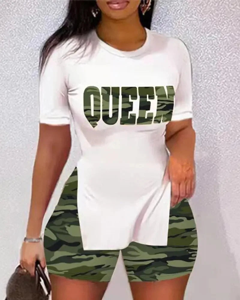 "Queen" Two Piece Shorts Set