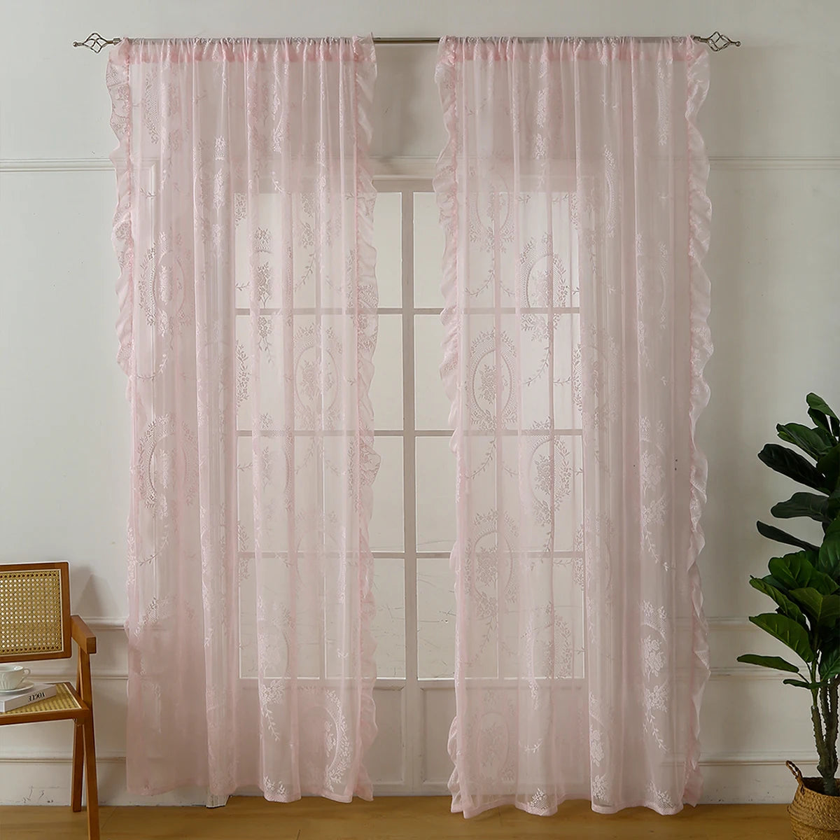 78" Pink Lace  Curtains