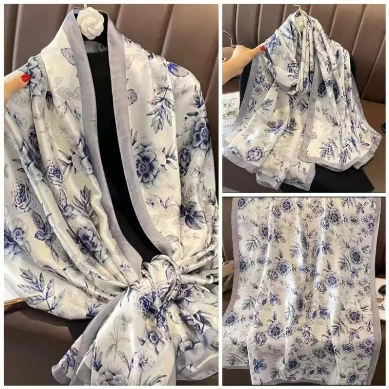 Tensili Brocade Satin Scarf Printed Silk Shawls