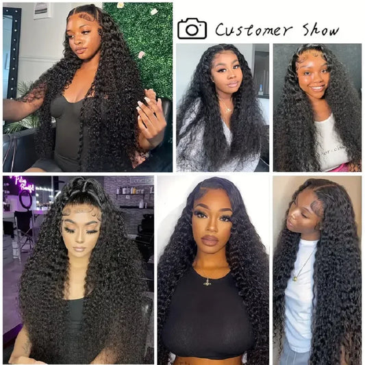 40 Inches 13x6 HD Lace Front Human Hair Wigs Deep Wave Remy Human Hair Precut Frontal Curly Brazilian Glueless Human Hair Wigs