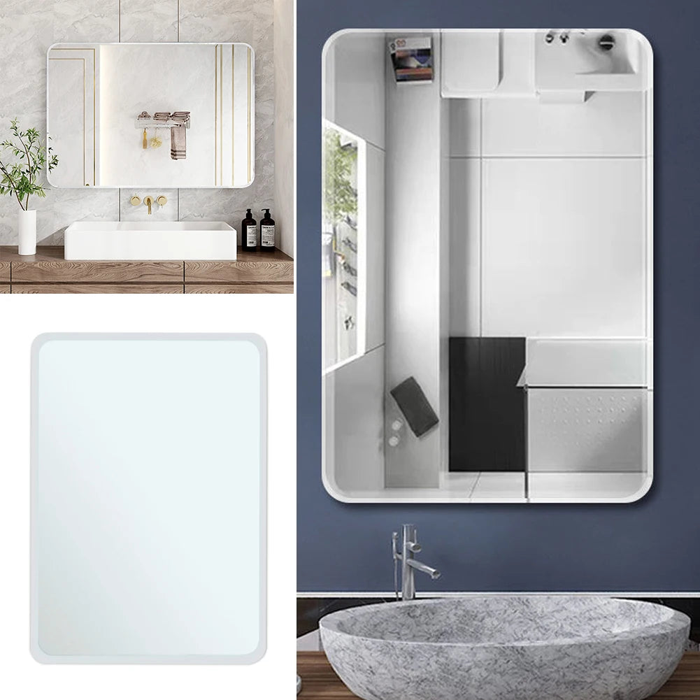 Modern simple frameless rounded corner wall mounted mirror, bathroom makeup mirror, toilet bathroom decorative mirror