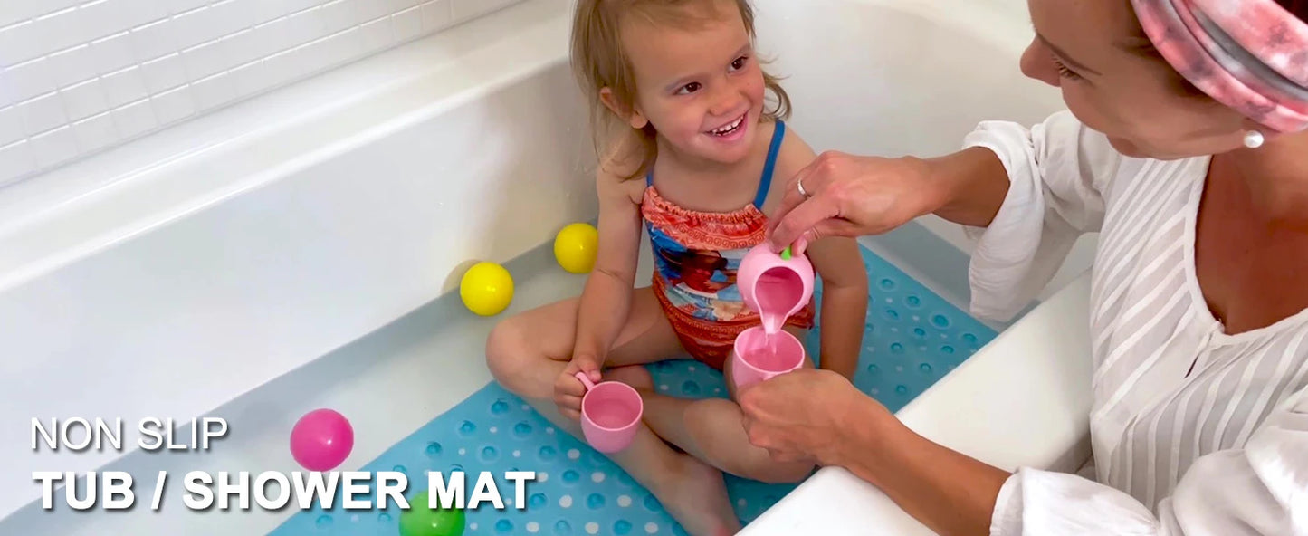 Upgrade Baby Bath Mat,Non Slip Extra Long Bathtub Mat for Kids 40 X 16 Inch，Eco Friendly Machine Washable Bath Tub Shower Mat