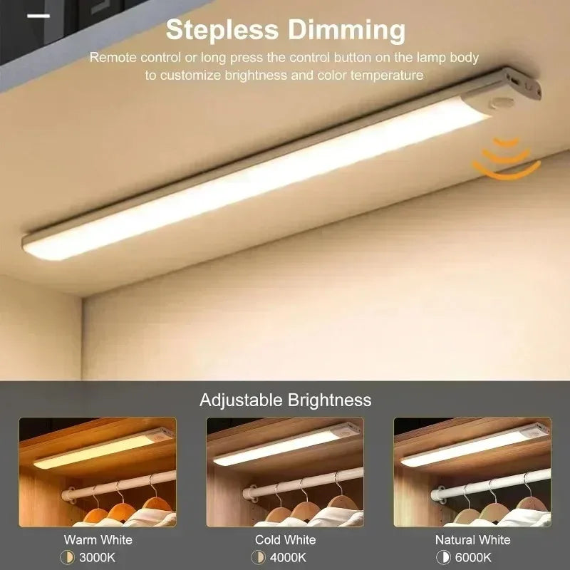 Motion Sensor Night Light USB Rechargeable Wireless Lamp Under Cabinet Led Lights for Kitchen Cabinet Bedroom Wardrobe Lighting