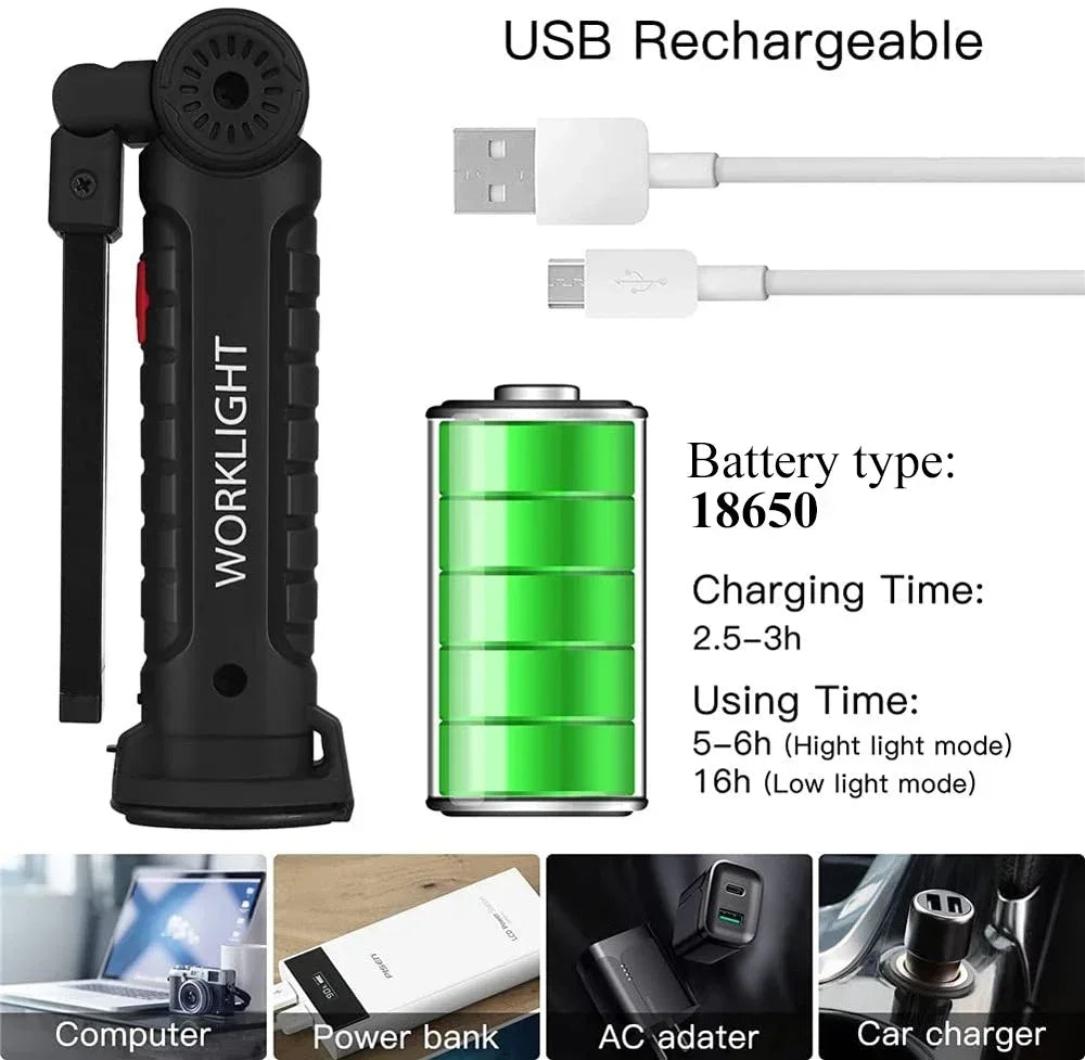 LED Work  Flashlight Lamp With Magnetic Hook