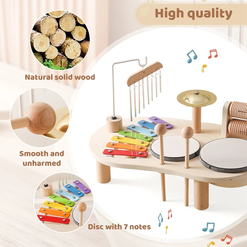 Baby Educational Wooden Aeolian Bells – Montessori Musical Toy Xylophone for Newborns and Toddlers