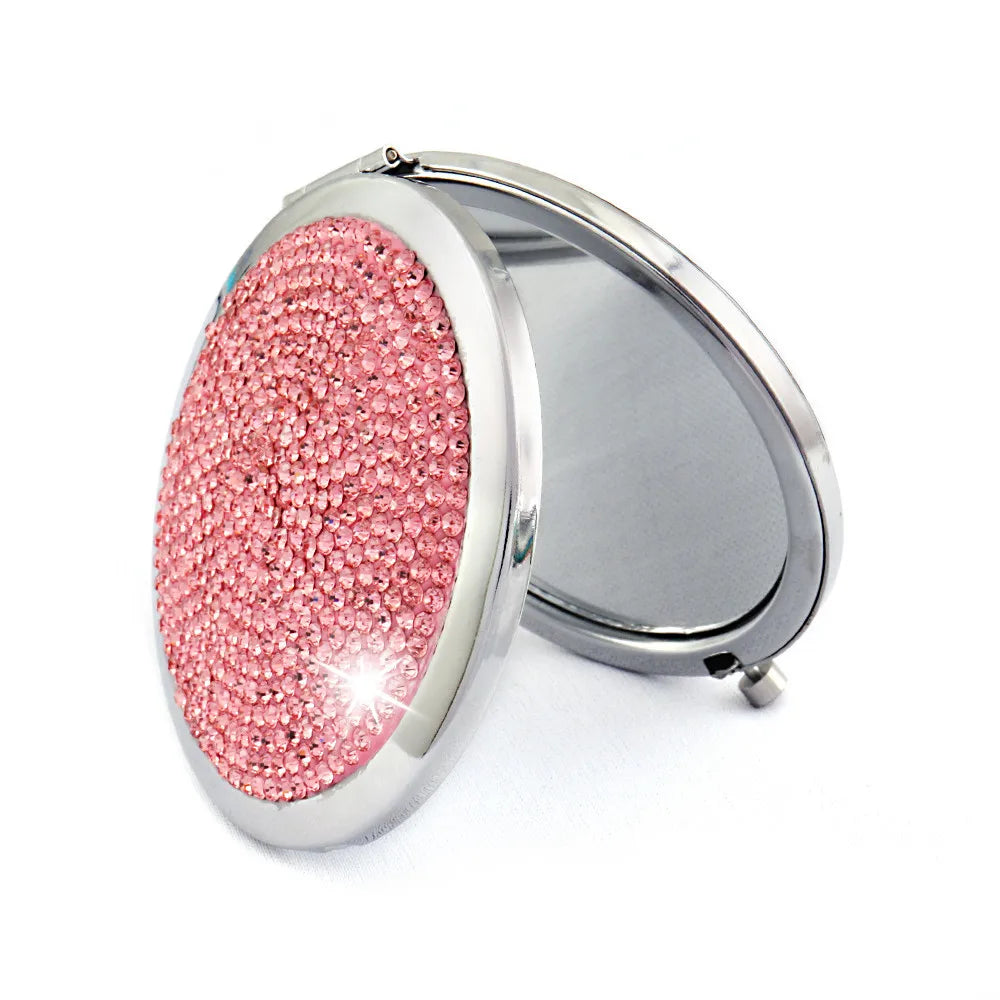 1pc Portable Women Stainless Steel Makeup Hand Pocket Mirror