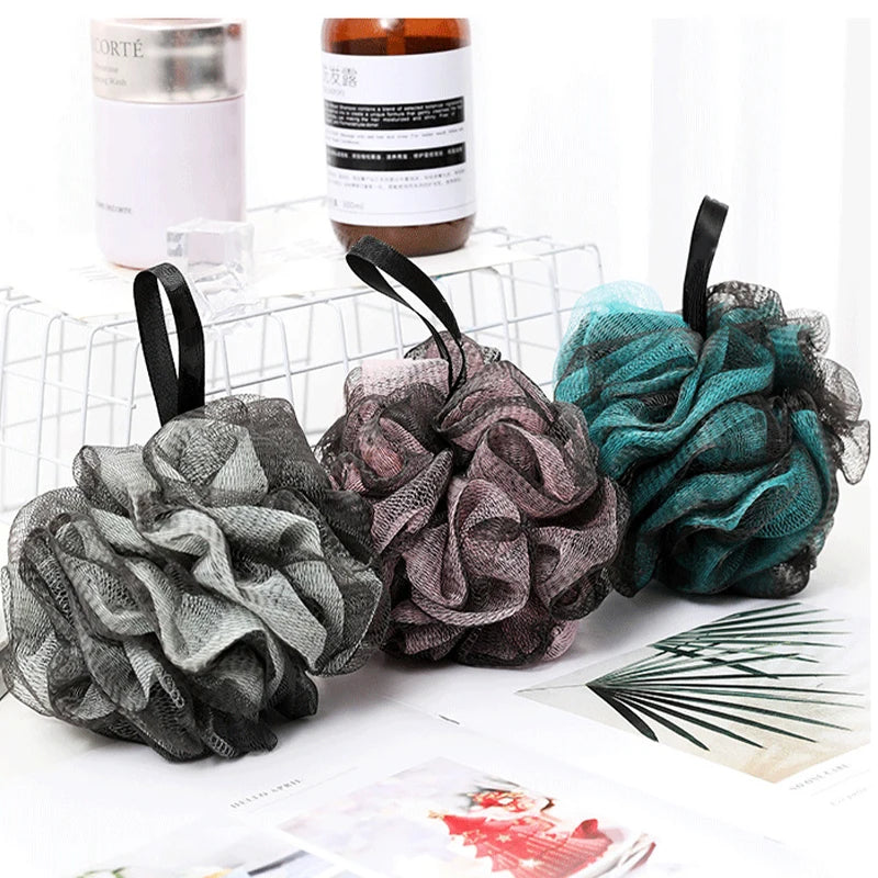 3PCS Exfoliating Flower Scrubber Body Brush Mesh Ball Puff Sponge Bath Shower
