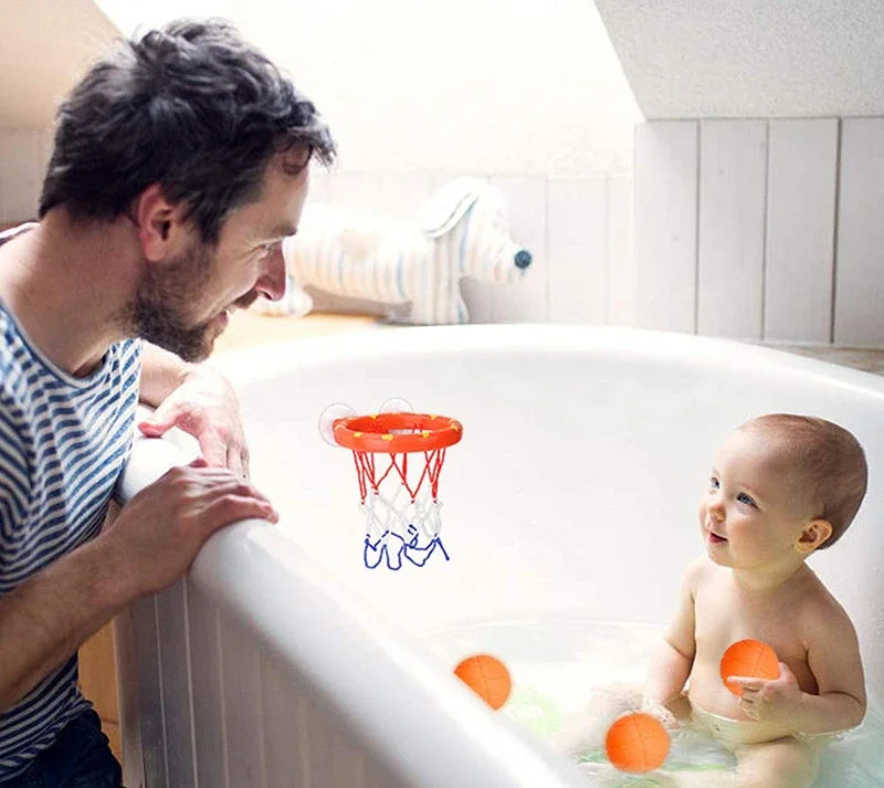 Baby Kids Mini Basketball Bathtub Water Play Set with 3 Balls Funny Shower Bath Fun Toys for Toddlers Educational and Safe