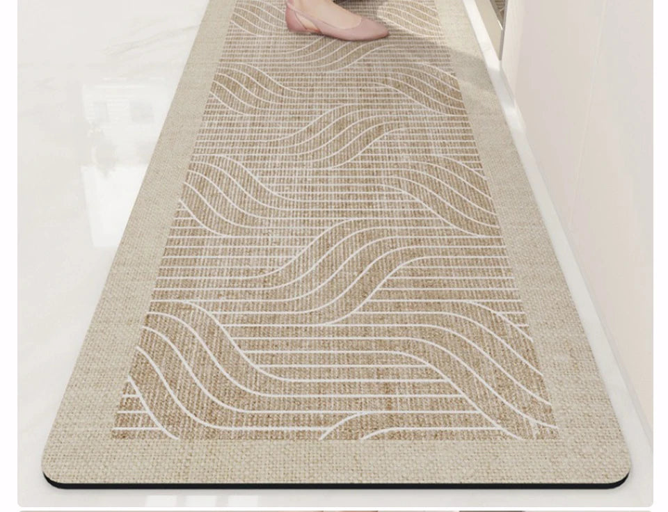 Kitchen Floor Mat Anti-slip Oil-proof Carpet Pvc Leather Waterproof Foot Mats Long Rug Brown Beige Home Decoration Rugs 주방 카펫