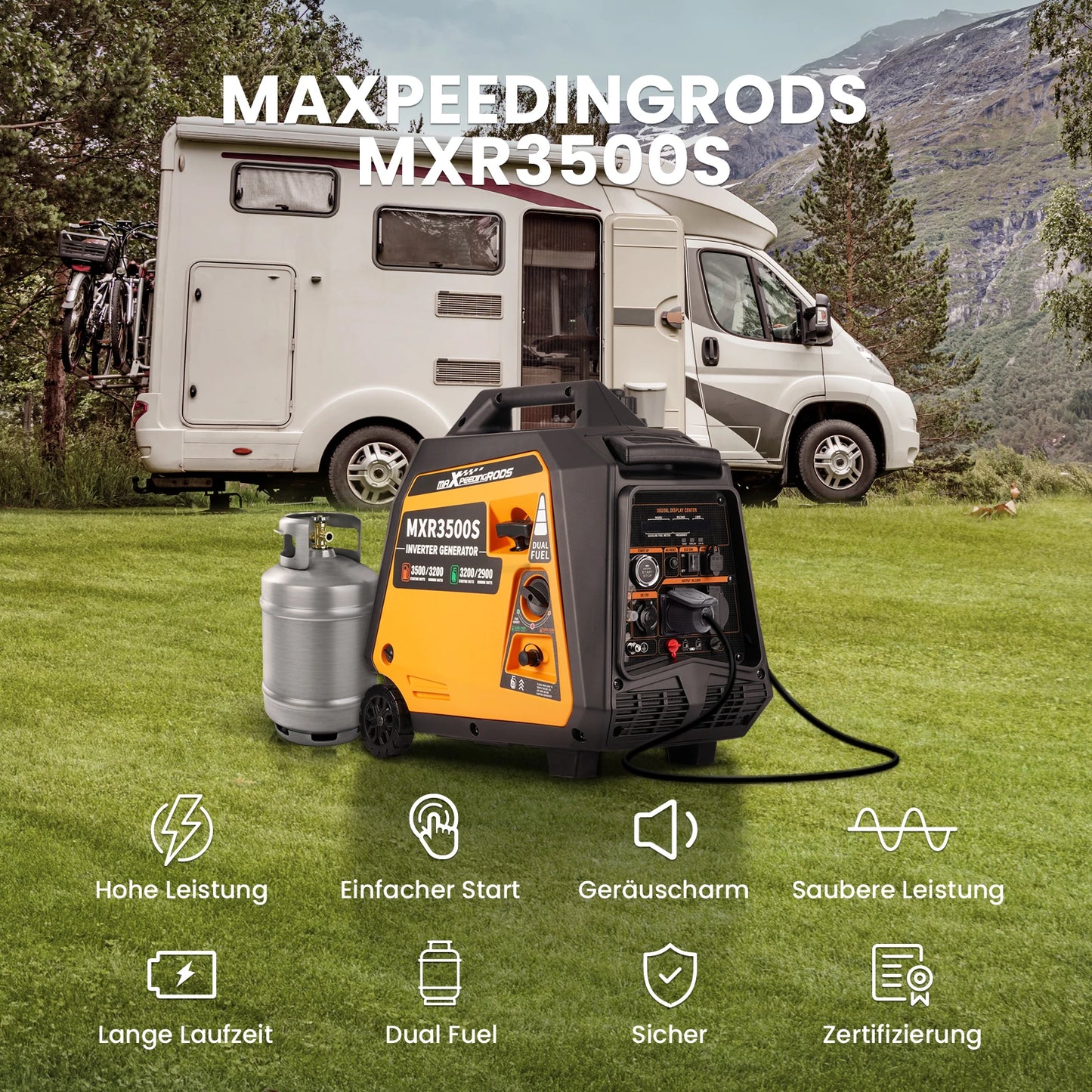 3KW LPG/Gasoline Electric Generator Inverter Camping Generators LPG/Gasoline Inverter Generators 3500W 4 Stroke Electric